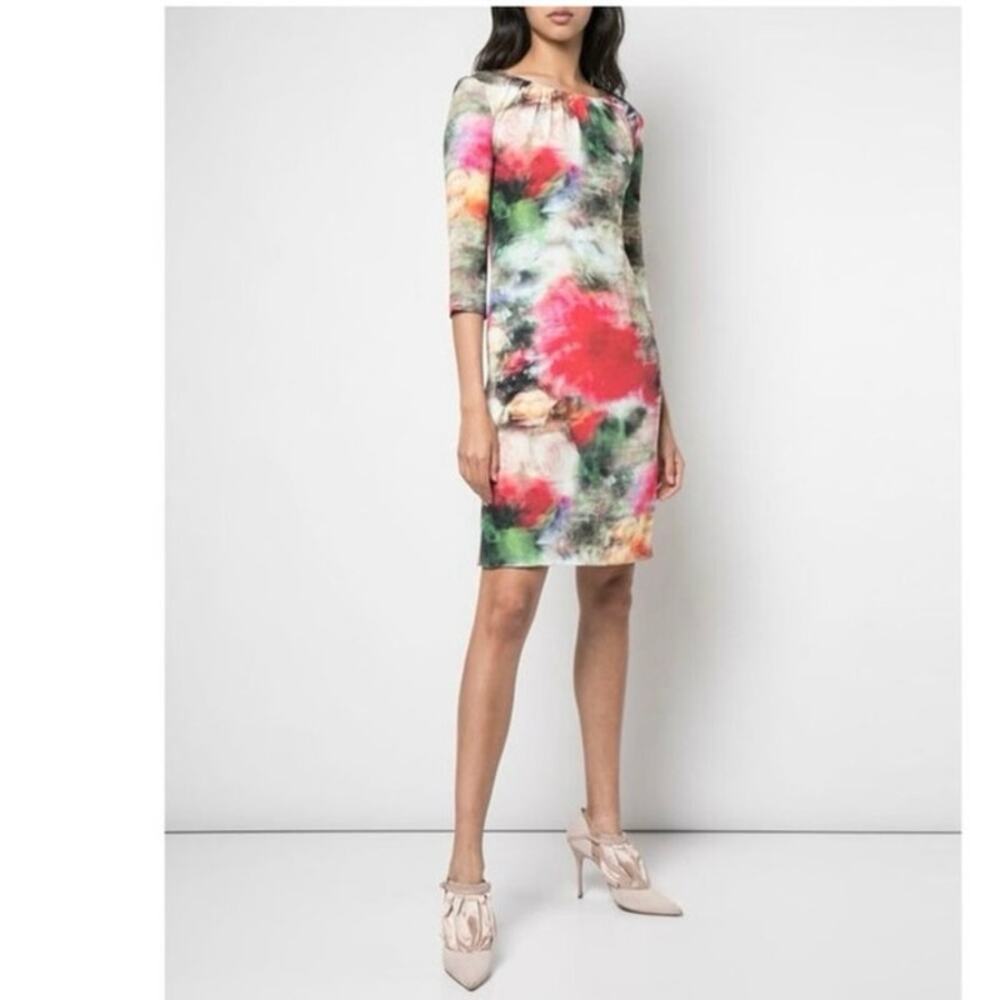 Adam Lippes Dress size 6 NWT floral print crepe maximalist red colorful graphics